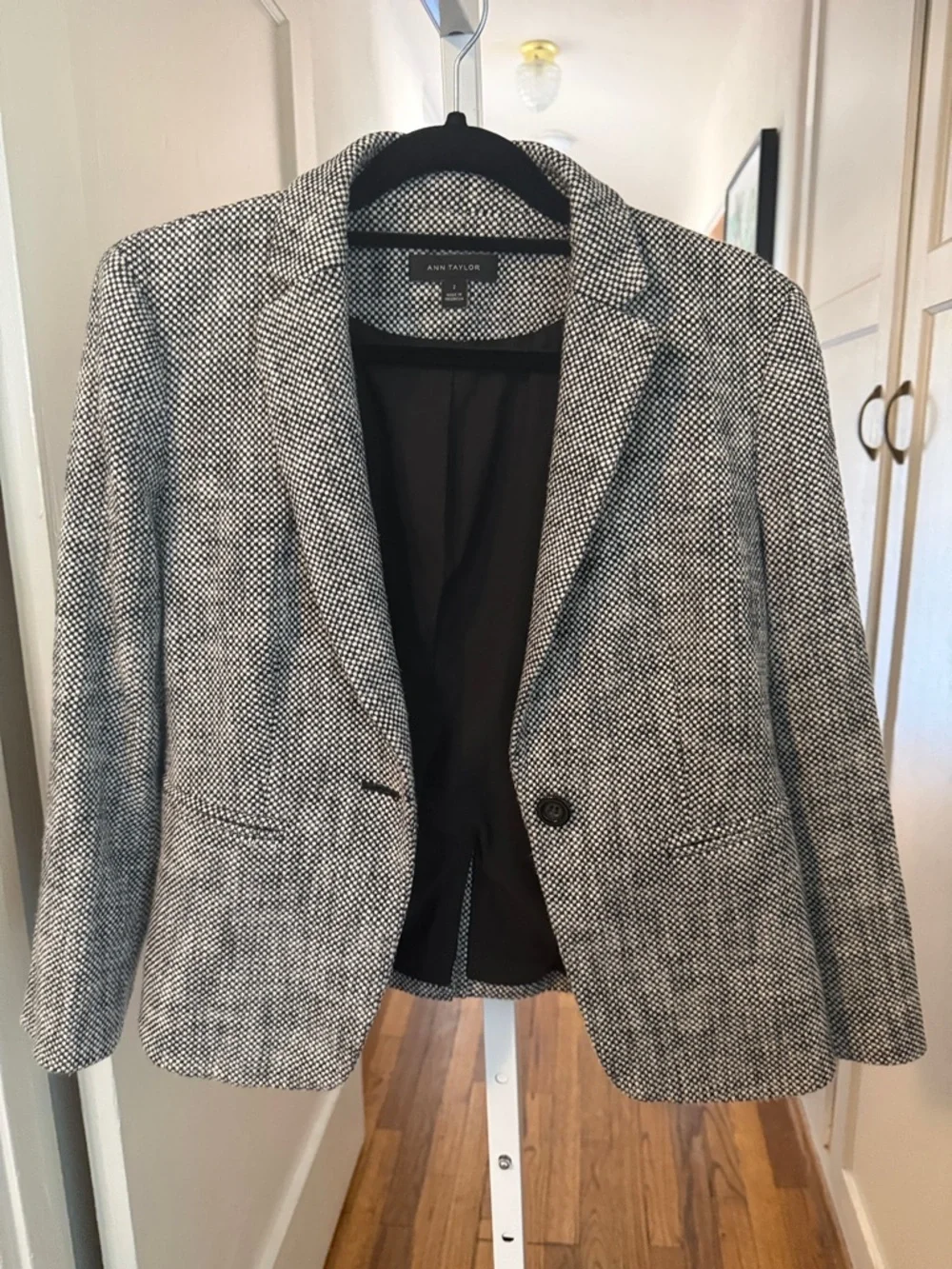 Ann Taylor Black and White Tweed Blazer